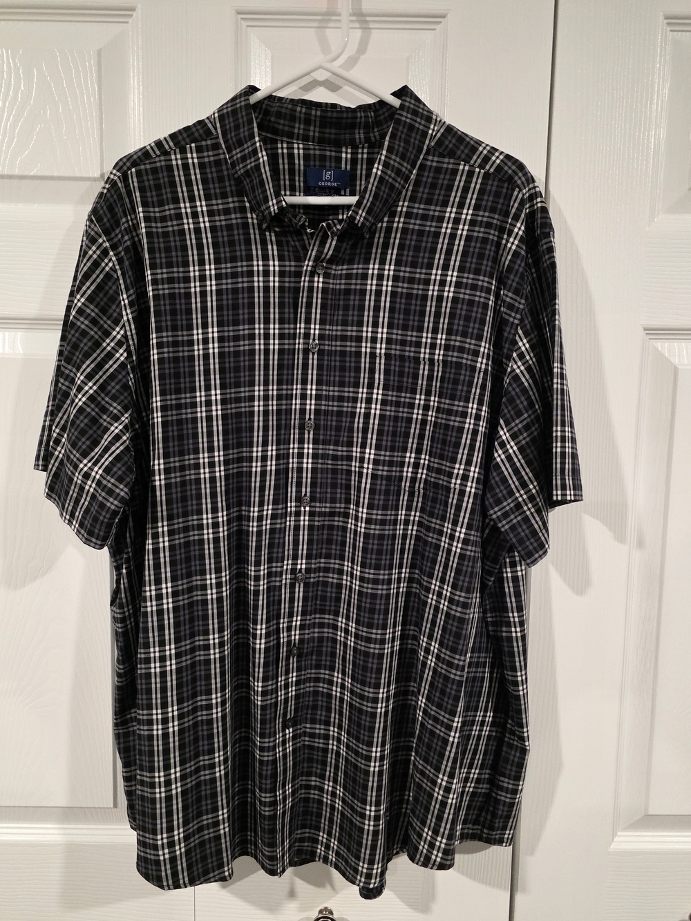 George Black and White Plaid Short Sleeve Button-Down Shirt